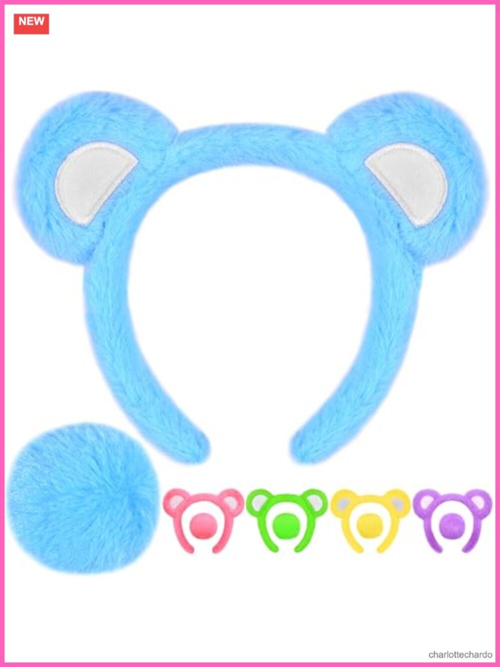 Plush Bear Ears Headband and Tail Set Adult Costume Accessory